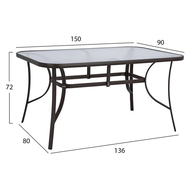 OUTDOOR DINING SET 5PCS HM10570.02 TABLE 150X90cm & 4 CHAIRS WITH CUSHION--BROWN