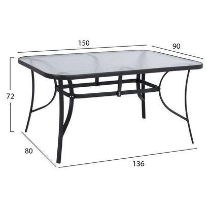 OUTDOOR DINING SET 5PCS HM10570.01-CHAIRS WITH CUSHION & TABLE 150X90-GREYcm