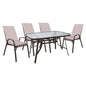 OUTDOOR DINING SET 5PCS HM10567.02 CHAIRS WITH CUSHIONS & TABLE 120X70cm IN BROWN image 1
