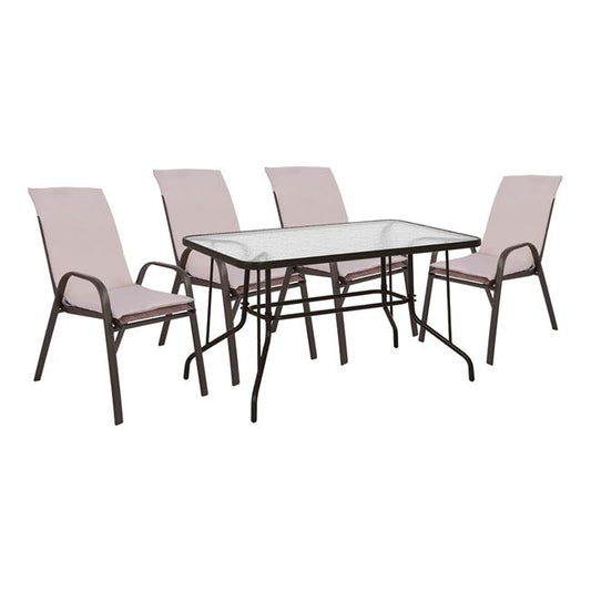 OUTDOOR DINING SET 5PCS HM10568.02 TABLE 120X70cm & 4 CHAIRS WITH CUSHION- IN BROWN COLOR image 1
