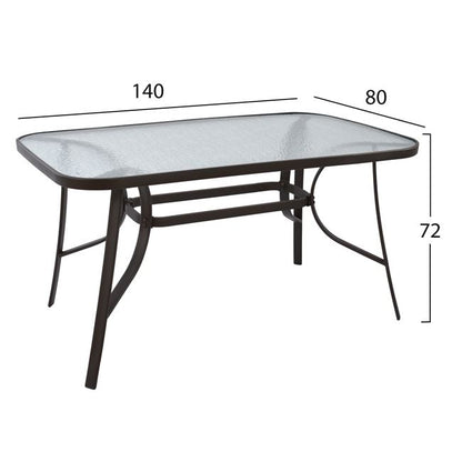 OUTDOOR DINING SET 5PCS HM5200.02 WITH 4 CHAIRS & TABLE 140X80--BROWN COLOR