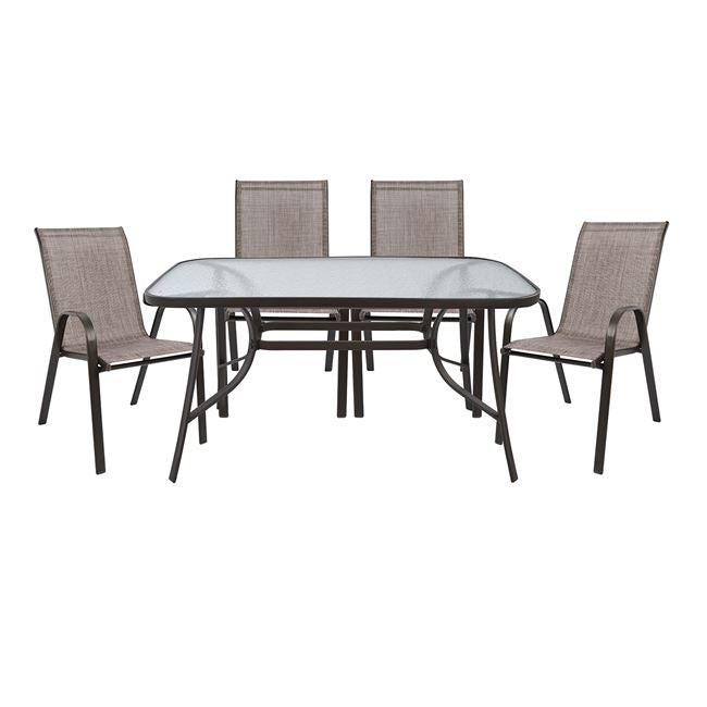 OUTDOOR DINING SET 5PCS HM5200.02 WITH 4 CHAIRS & TABLE 140X80--BROWN COLOR image 1
