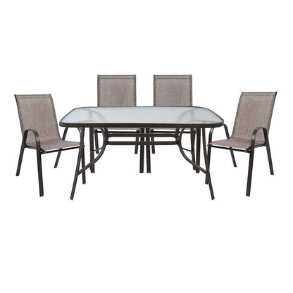 OUTDOOR DINING SET 5PCS HM5200.02 WITH 4 CHAIRS & TABLE 140X80--BROWN COLOR image 1