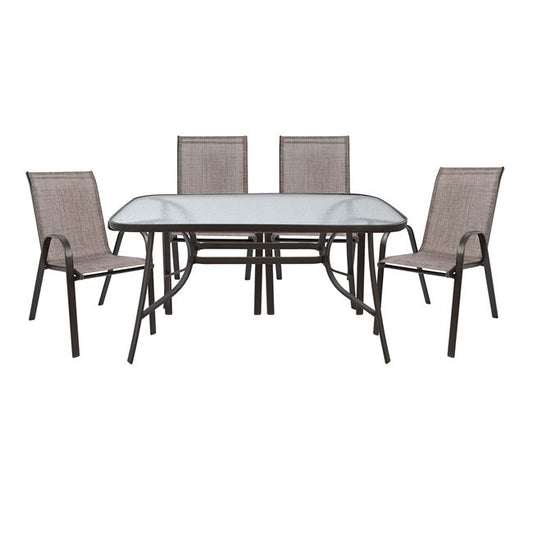 OUTDOOR DINING SET 5PCS HM5200.02 WITH 4 CHAIRS & TABLE 140X80--BROWN COLOR image 1
