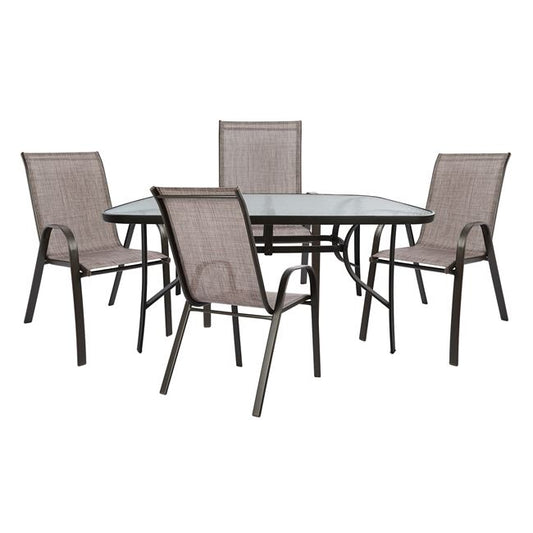 Set Dining Table 5 pieces with metallic frame Table & Chairs HM5201 image 1