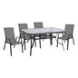 DINING SET 5PCS HM5201.01- METALLIC IN GREY WITH 4 CHAIRS & table 150x90cm image 1