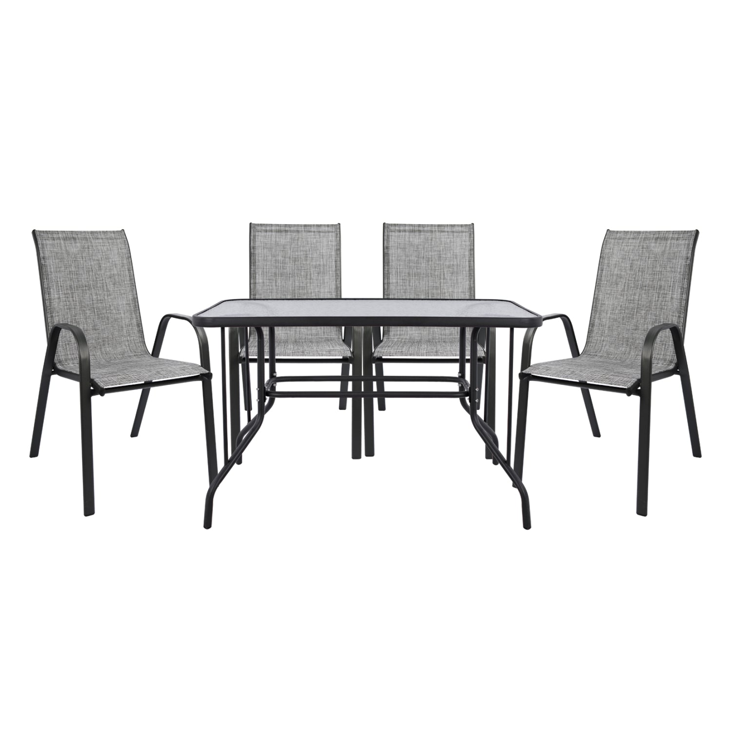 DINING SET 5PCS HM5193.01-METALLIC IN GREY-4 CHAIRS & TABLE 110X60cm. image 1