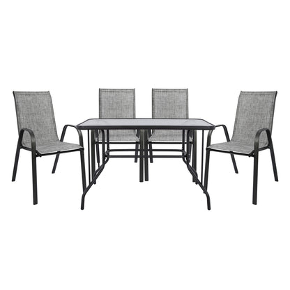 DINING SET 5PCS HM5193.01-METALLIC IN GREY-4 CHAIRS & TABLE 110X60cm. image 1