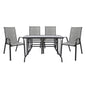DINING SET 5PCS HM5193.01-METALLIC IN GREY-4 CHAIRS & TABLE 110X60cm. image 1