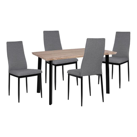 Set Dining Table 5 pieces Sonama desktop & 4 Grey Chair HM10355 110x70x75,5 cm image 1