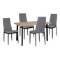 Set Dining Table 5 pieces Sonama desktop & 4 Grey Chair HM10355 110x70x75,5 cm image 1