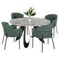 INDOOR DINING SET 5PCS ZOD HM21045 ROUND TABLE WITH CERAMIC TOP-4 ARMCHAIRS IN PETROL GREEN image 1
