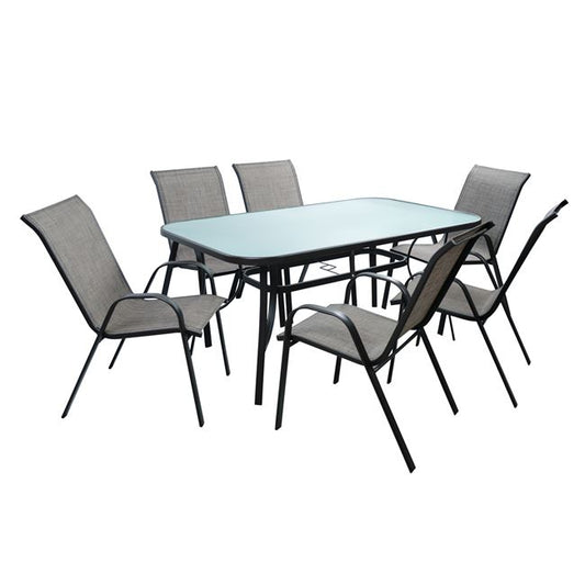 Set Dining Table 7 pieces 160x90 Bruno & 6 Leon Armchair HM5206.01 image 1