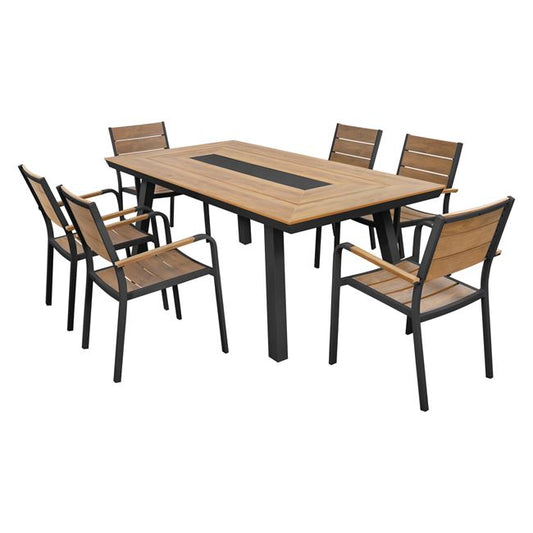 Set Dining Table 7pieces Aluminum in grey color HM5233.02 image 1