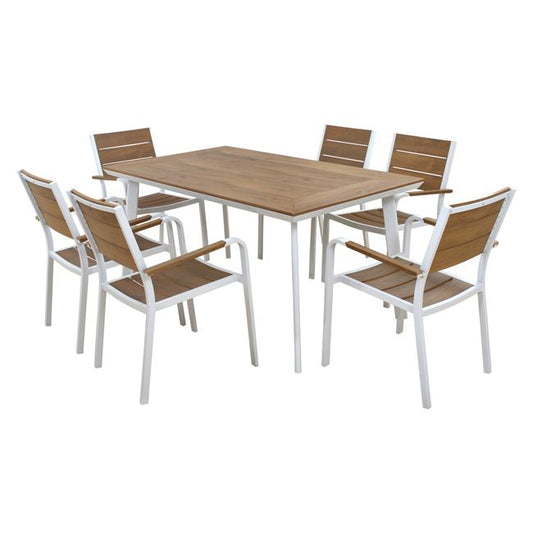 Set Dining Table 7pieces White color HM5240.01 image 1