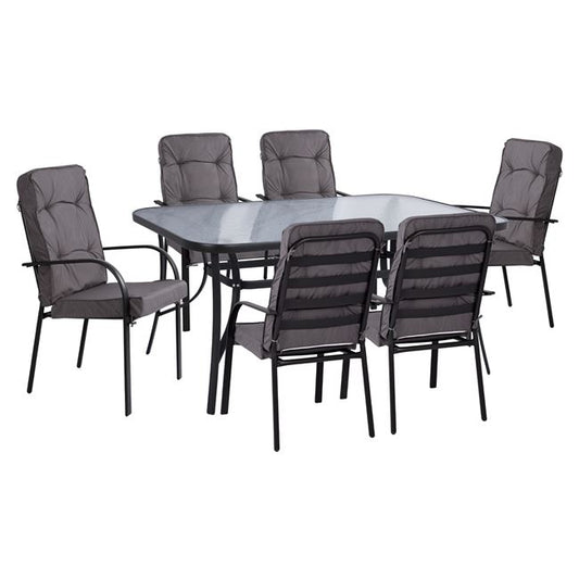 Set dining table 7 pieces HM10564.01 with Table 160x90x72cm from grey metal image 1