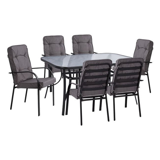 Set dining table 7 pieces HM10561.01 with table 150x90x72cm from grey metal image 1