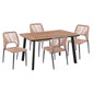 DINING SET 4 PCS CHARCOAL TABLE 120x80 AND CHAIR WITH ROPE HM11534.02 image 1