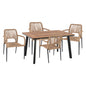 DINING SET 5PCS CHARCOAL TABLE 120x80 AND ARMCHAIR WITH ROPE HM11535.02 image 1