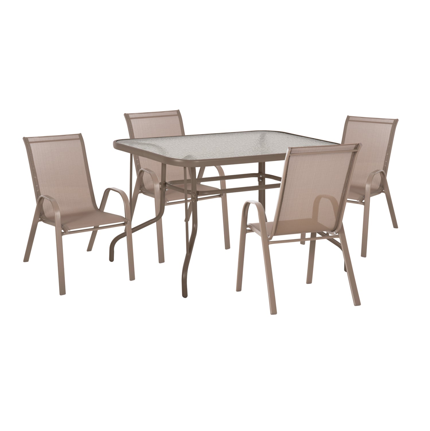 OUTDOOR DINING SET 5PCS LEON HM21041 TABLE-CHAIRS METAL IN CHAMPAGNE COLOR image 1