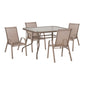 OUTDOOR DINING SET 5PCS LEON HM21041 TABLE-CHAIRS METAL IN CHAMPAGNE COLOR image 1