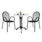 OUTDOOR DINING SET HM11881 3PCS ROUND TABLE WITH WHITE MARBLE-BLACK METAL ARMCHAIRS image 1
