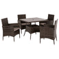 OUTDOOR DINING SET 5PCS HM5965 BROWN RATTAN-METAL FRAME-GLASS TABLETOP image 1
