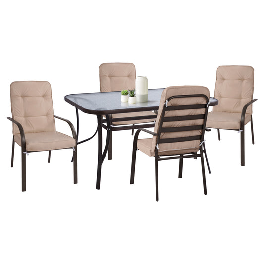 OUTDOOR DINING SET HM11880 METALLIC 5PCS BROWN-BEIGE image 1