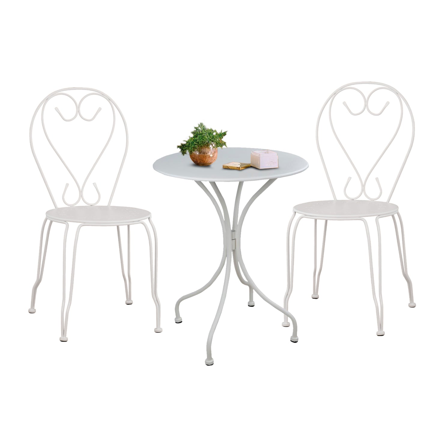 OUTDOOR DINING SET 3PCS HM11875 METALLIC WHITE image 1