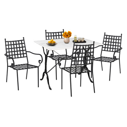 OUTDOOR DINING SET 5PCS HM11874 METAL-CAST IRON-WHITE MARBLE image 1