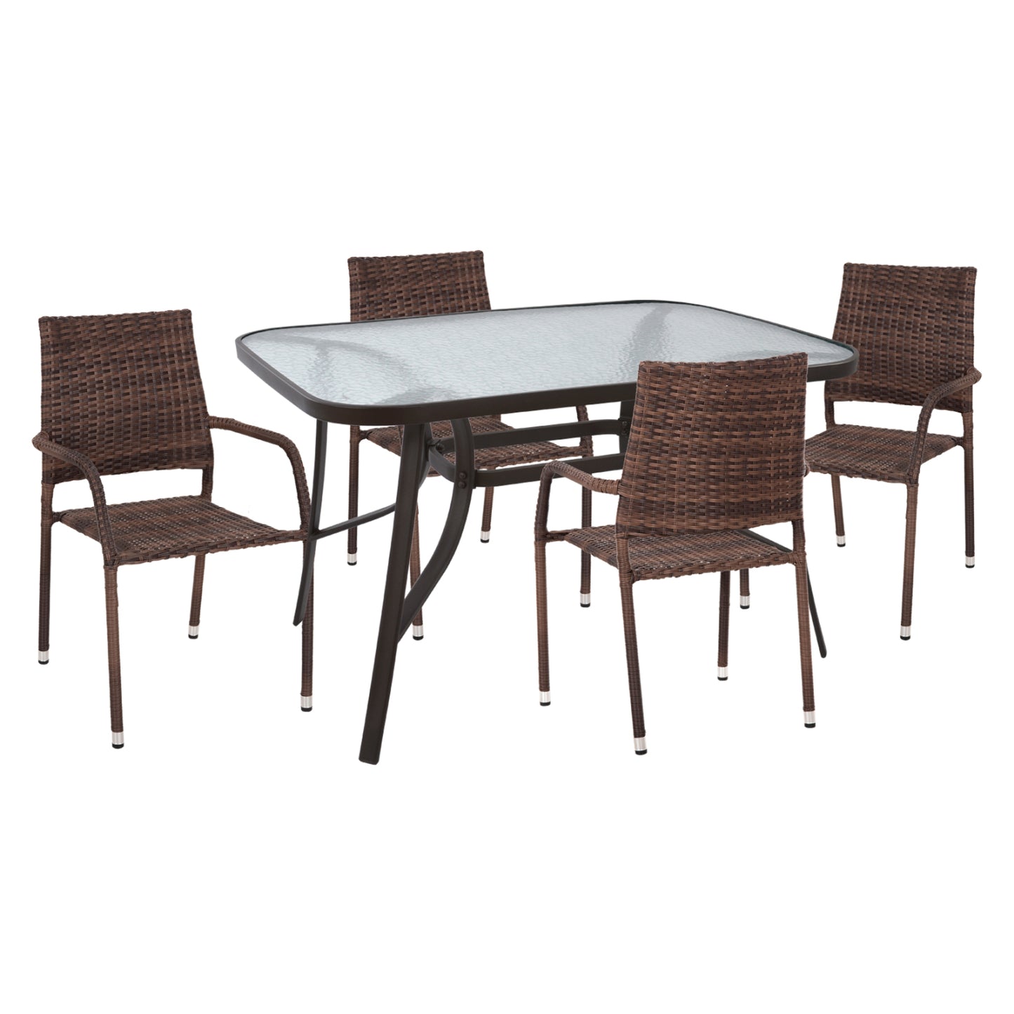 OUTDOOR DINING SET 5PCS MORNER HM21028 BROWN METAL & WICKER image 1