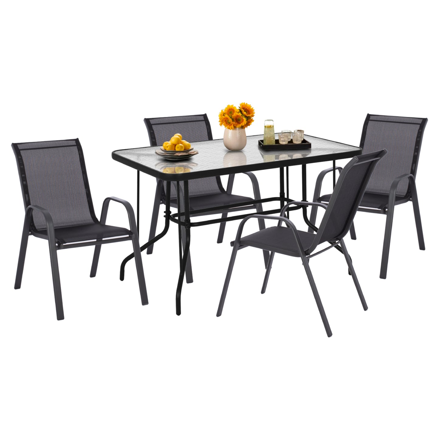 OUTDOOR DINING SET HM5193.03 5PCS METAL IN GREY COLOR image 1
