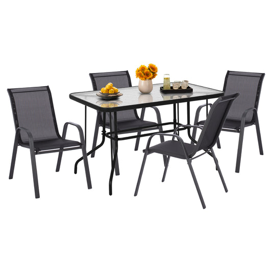 OUTDOOR DINING SET HM5193.03 5PCS METAL IN GREY COLOR image 1