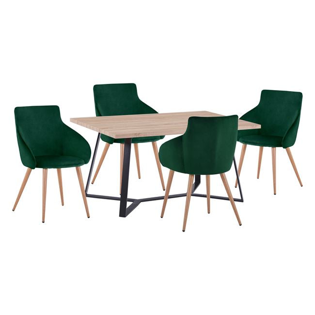 Set Dining Table HM11182 5pieces Table Aldwin MDF & chairs Ivy Cypress Velvet image 1