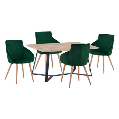 Set Dining Table HM11182 5pieces Table Aldwin MDF & chairs Ivy Cypress Velvet image 1