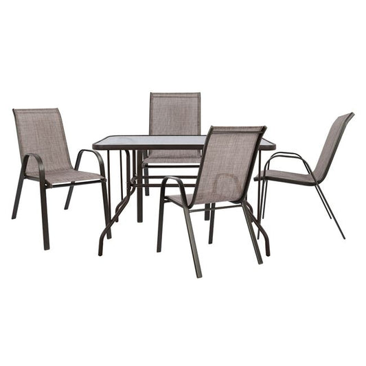 OUTDOOR DINING SET 5PCS HM5193.02--4 CHAIRS & TABLE 110x60cm--BROWN COLOR image 1