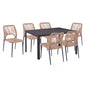 DINING SET 7 PCS GRAY TABLE 150X90 AND CHAIR WITH ROPE HM11526.01 image 1