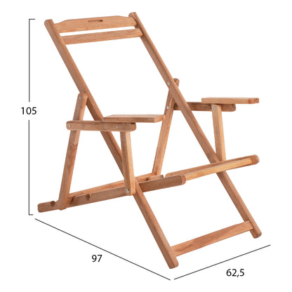 BEACH CHAIR WITH ARMS HM5799.02 IN NATURAL IMPREGNATED COLOR