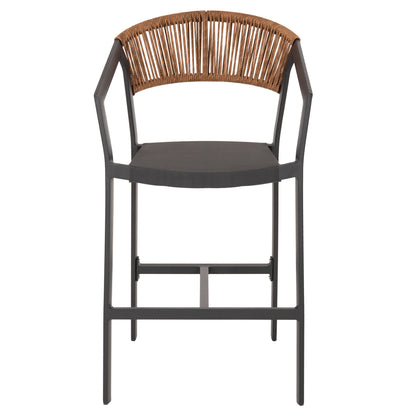 BAR STOOL ALUMINUM ANTHRACITE HM5892.11 MEDIUM HEIGHT WITH ARMS-RATTAN&TEXTLINE 55x56.5x99Hcm.