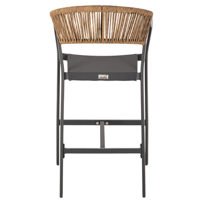 BAR STOOL ALUMINUM ANTHRACITE HM5892.11 MEDIUM HEIGHT WITH ARMS-RATTAN&TEXTLINE 55x56.5x99Hcm.