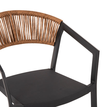 BAR STOOL ALUMINUM ANTHRACITE HM5892.11 MEDIUM HEIGHT WITH ARMS-RATTAN&TEXTLINE 55x56.5x99Hcm.