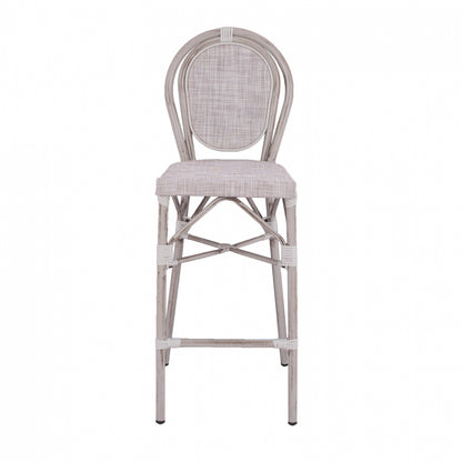 Stool Aluminum Bamboo Look White patina with textline HM5110 47x61x115cm