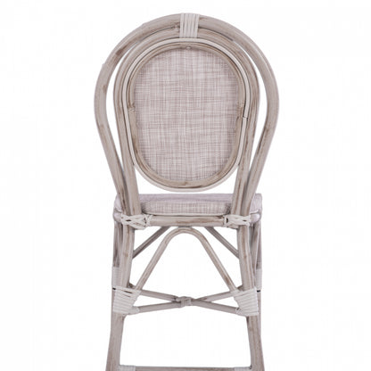 Stool Aluminum Bamboo Look White patina with textline HM5110 47x61x115cm