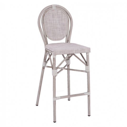 Stool Aluminum Bamboo Look White patina with textline HM5110 47x61x115cm image 1