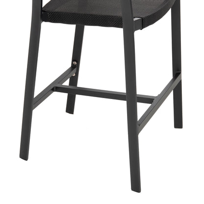 BAR STOOL ALUMINUM BLACK HM5892.15 MED.HEIGHT BLACK TEXTLINE&BEIGE RATTAN 55x56.5x99Hcm.