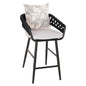 BAR STOOL ALUMINUM CAMDEN HM6142.01 ANTHRACITE WITH ECRU BACK CUSHION WITH PRINT PATTERN 56x60x108Hcm. image 1