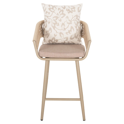 BAR STOOL ALUMINUM CAMDEN HM6142.04 BACK CUSHION WITH PRINT PATTERN-CAPPUCCINO 56x60x108Hcm.
