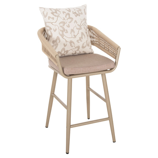 BAR STOOL ALUMINUM CAMDEN HM6142.04 BACK CUSHION WITH PRINT PATTERN-CAPPUCCINO 56x60x108Hcm. image 1