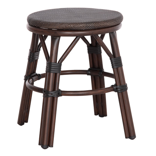 ALUMINUM ROUND STOOL CHINO HM6285.01 BAMBOO LOOK BROWN-TEXTILENE BROWN Φ36x46Hcm. image 1
