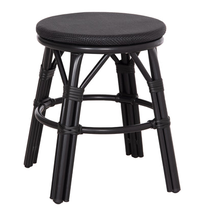 ALUMINUM ROUND STOOL CHINO HM6285.02 BAMBOO LOOK & TEXTILENE IN BLACK Φ36x46Hcm. image 1